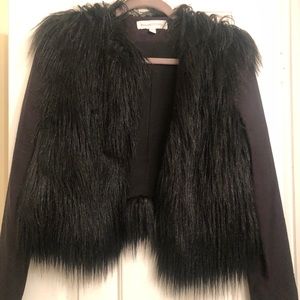Black knit and faux fur “jacket”